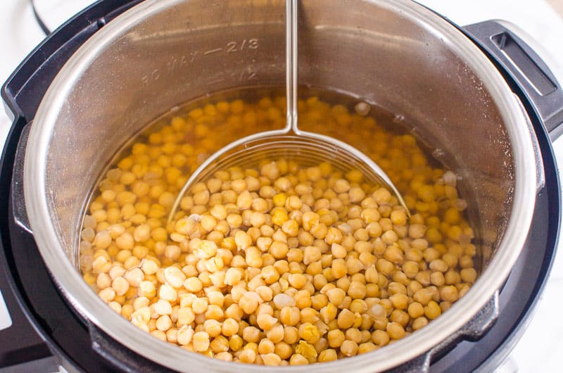 cooked chickpeas in instant pot for garlic hummus