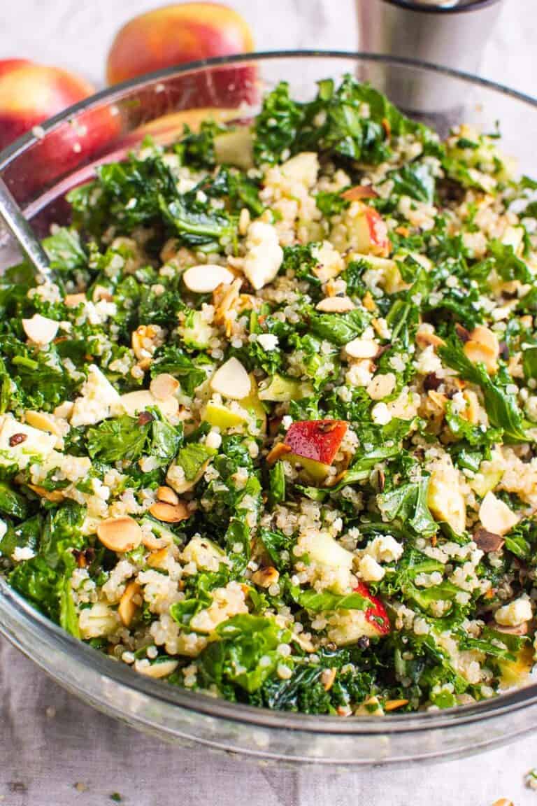 Kale And Quinoa Salad With Apples And Cinnamon Dressing Ifoodreal Com