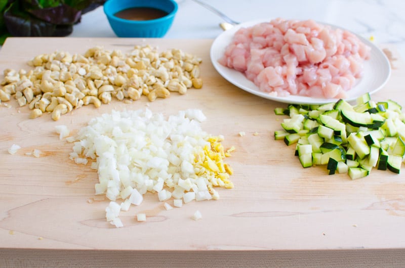 diced ingredients for healthy lettuce wraps