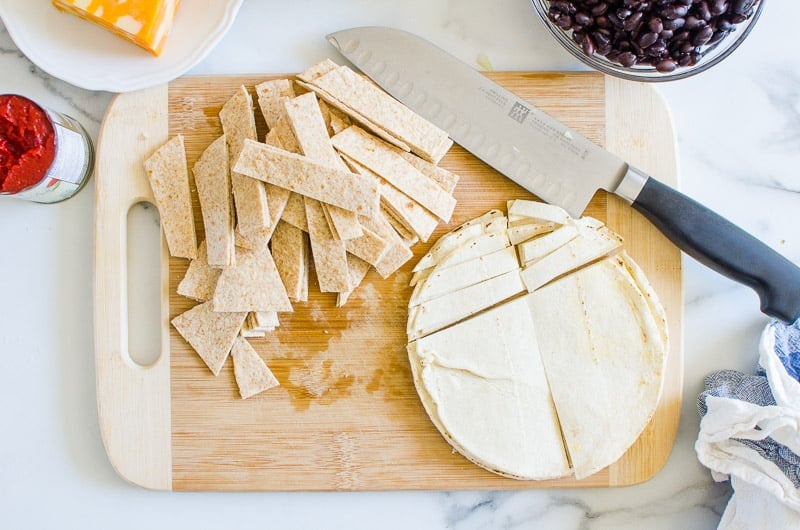 cut tortillas into strips 