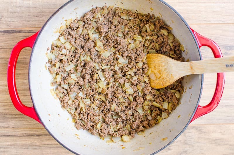 browning meat finished in pot for mexican skillet