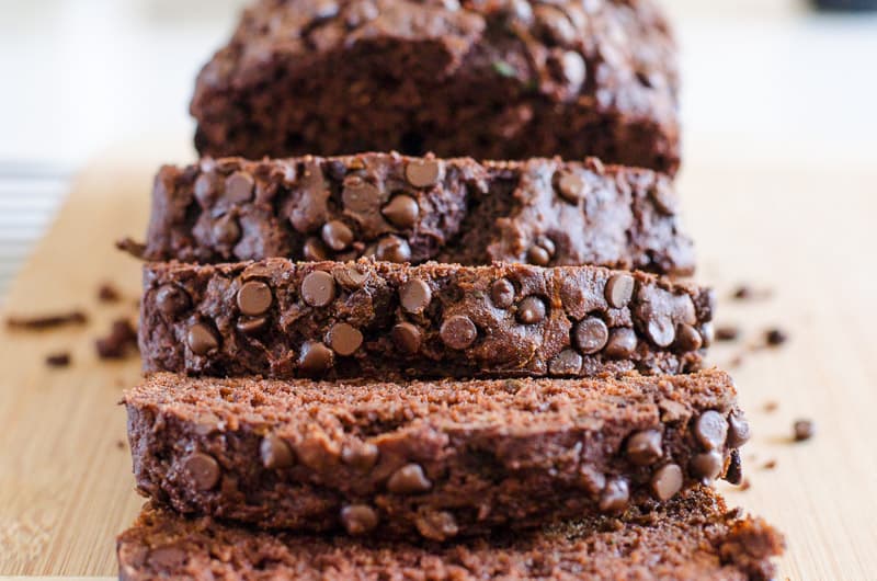 Healthy Chocolate Zucchini Bread slices