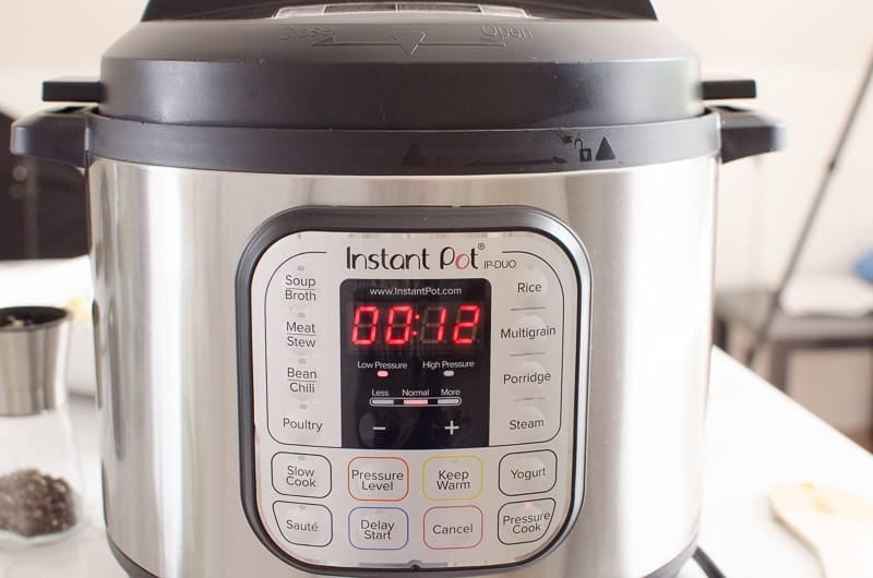 Instant Pot with 12 minutes set on timer.