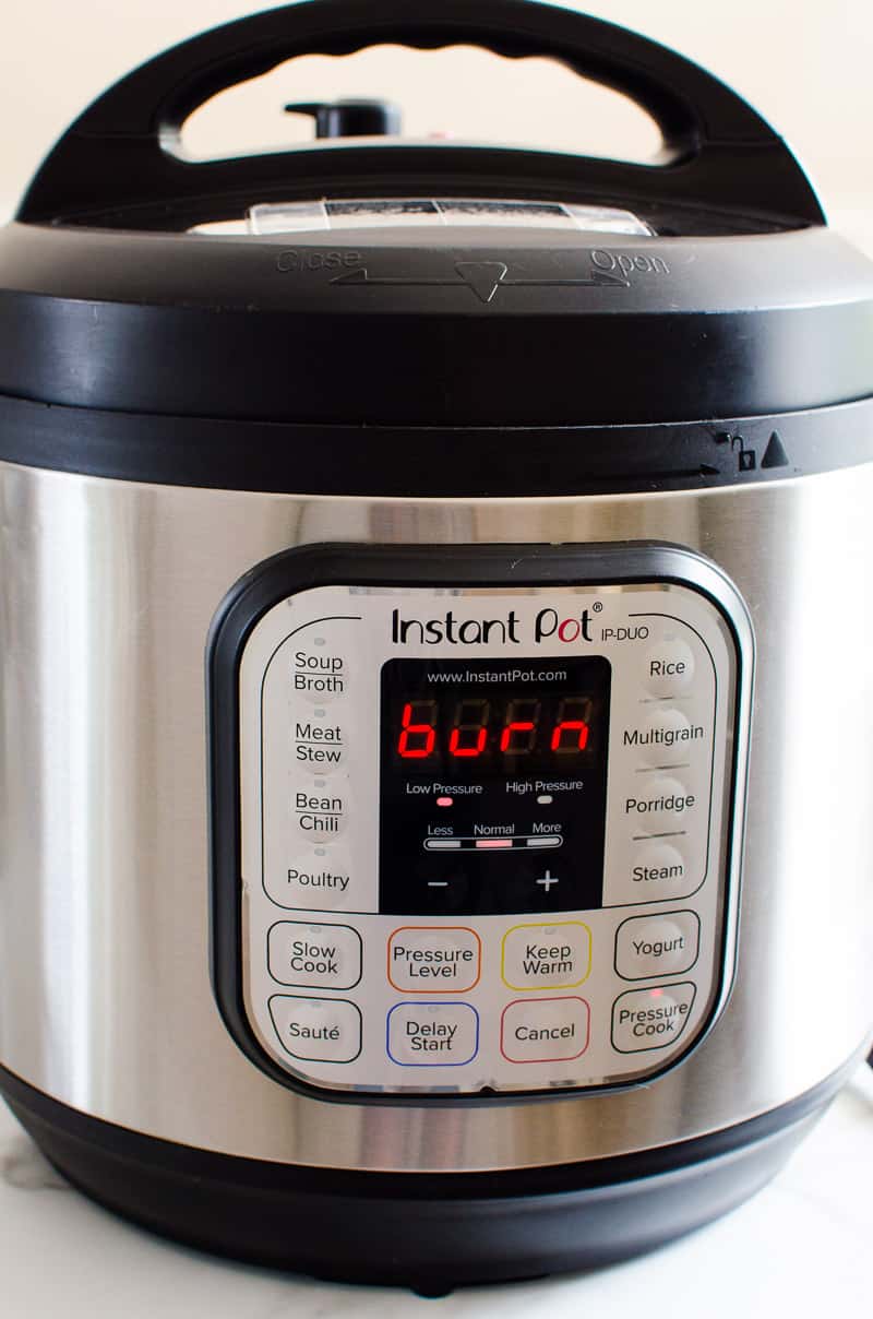 why does my instant pot say burn?