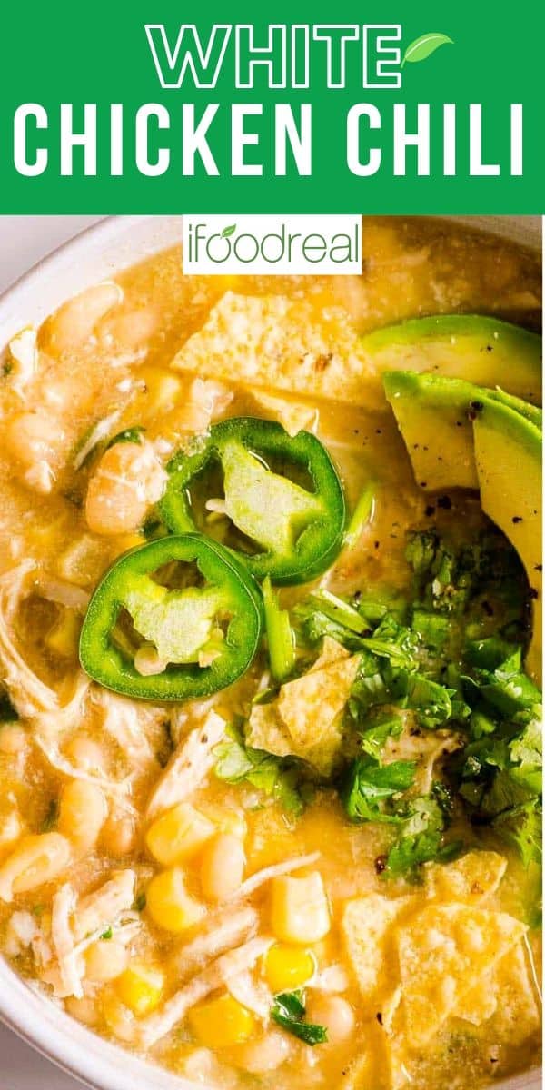 Healthy White Chicken Chili Recipe (Crock Pot or Stove) - iFoodReal.com