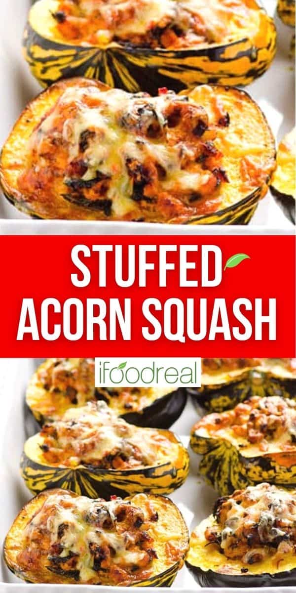 Turkey Stuffed Acorn Squash {BEST Ever!} - iFoodReal.com