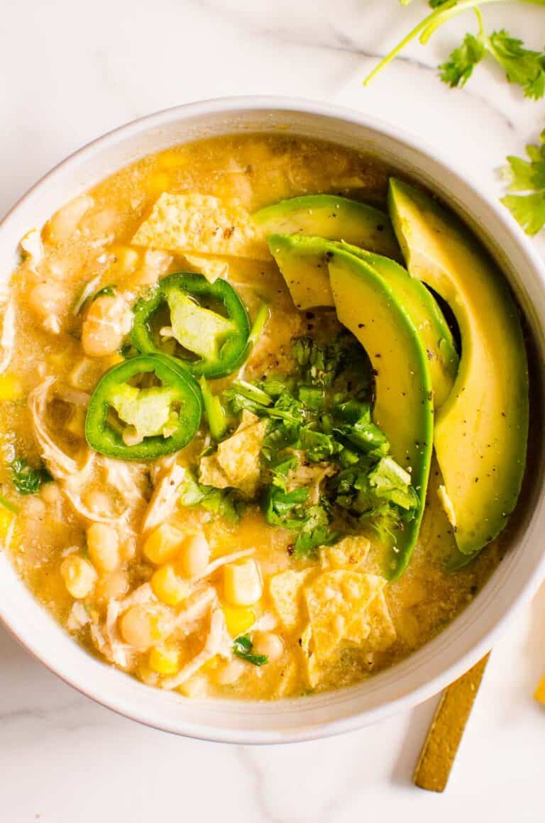 Healthy White Chicken Chili Recipe (Crock Pot or Stove) - iFoodReal.com