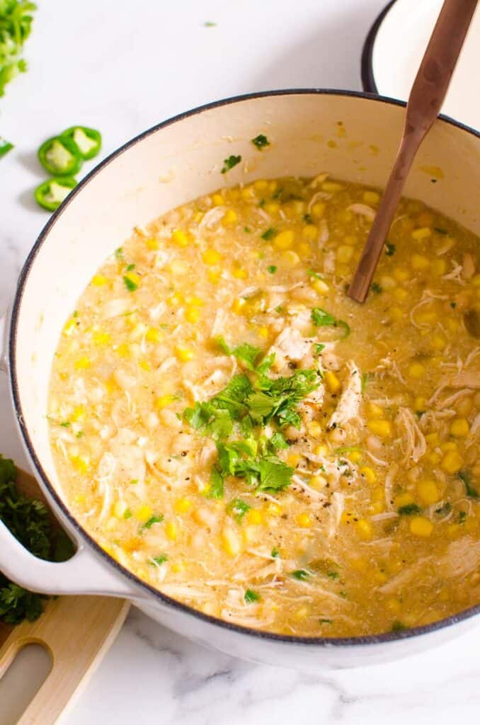 Healthy White Chicken Chili Recipe (Crock Pot or Stove) - iFoodReal.com