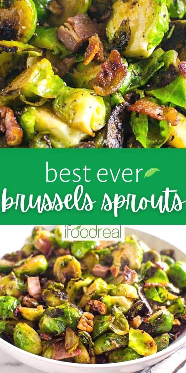 Sauteed Brussels Sprouts with Bacon and Pecans - iFoodReal.com