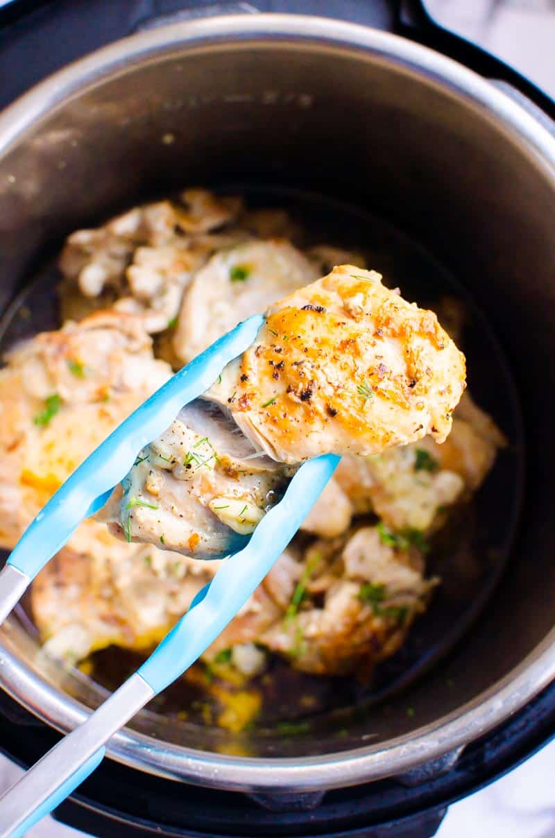 Instant Pot Chicken Thighs garnished with dill
