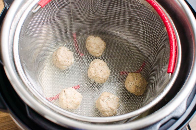 instant pot meatballs in instant pot with trivet or steamer basket
