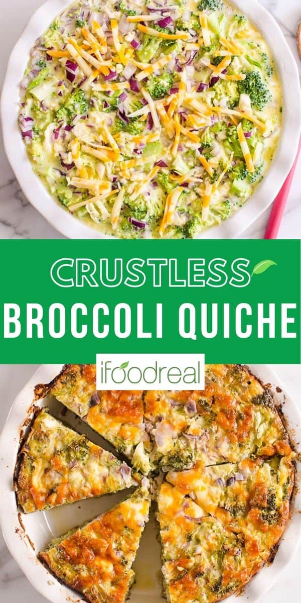 Crustless Broccoli Quiche - iFoodReal.com