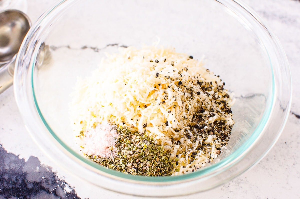 Cheese herb mixture in a bowl.