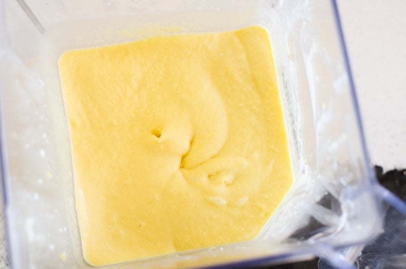 above shot of creamy mango ice cream