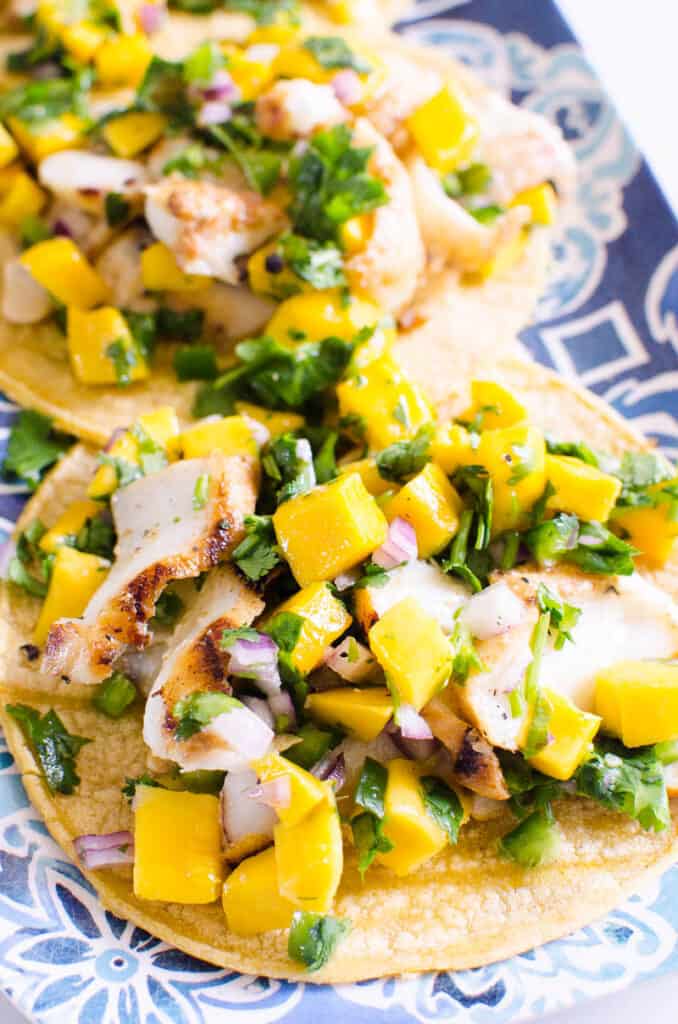 Grilled Fish Tacos with Mango Salsa - iFoodReal.com