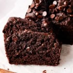 Healthy chocolate zucchini bread sliced.
