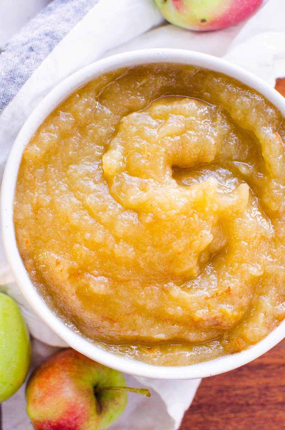 Pressure cooker applesauce in a bowl on a table.