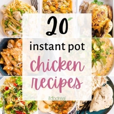 Instant Pot Chicken recipes photo collage of chicken recipes.