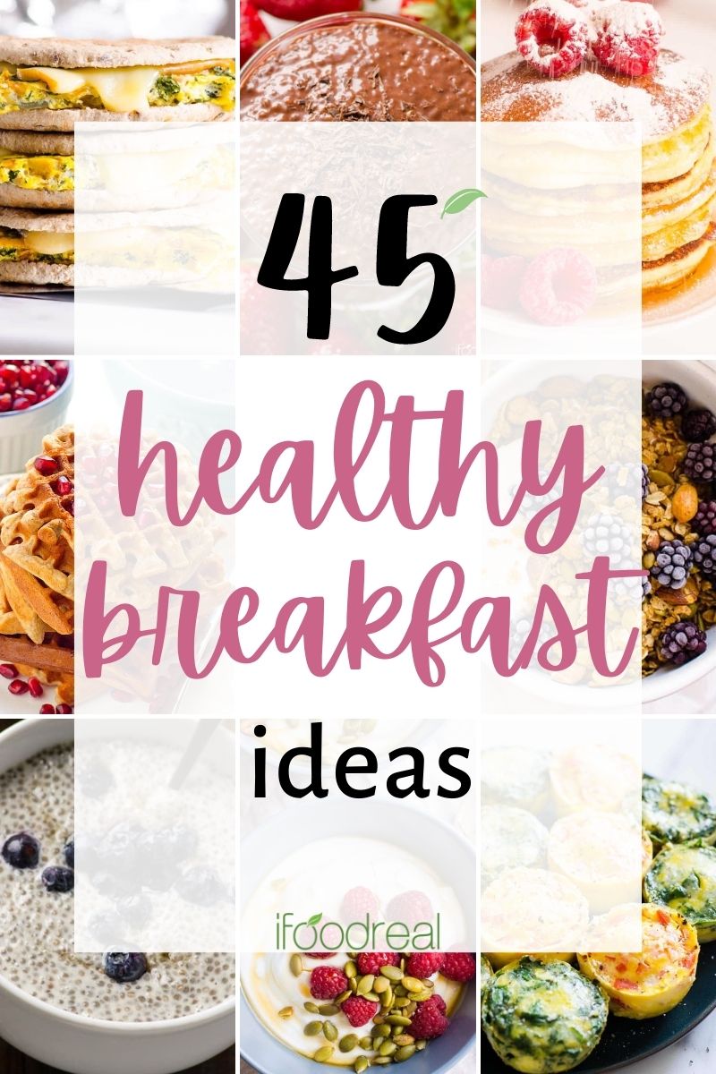 Healthy breakfast ideas in a collage.