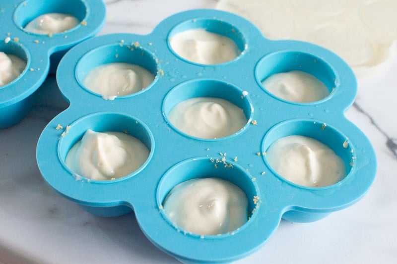 filled molds with cream cheese mixture