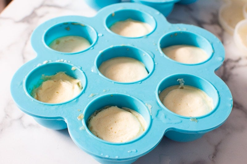 cooked instant pot cheesecake bites in the blue mold