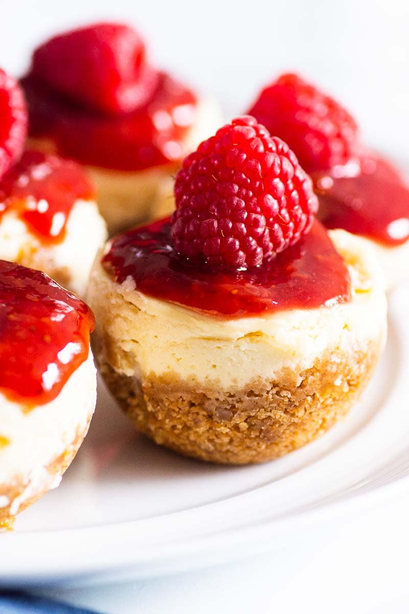 instant pot cheesecake bites with jam and raspberry