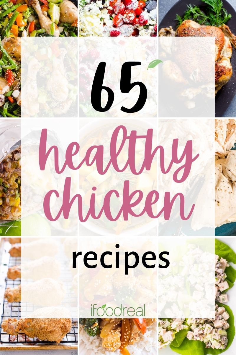 collage for 65 healthy chicken recipes