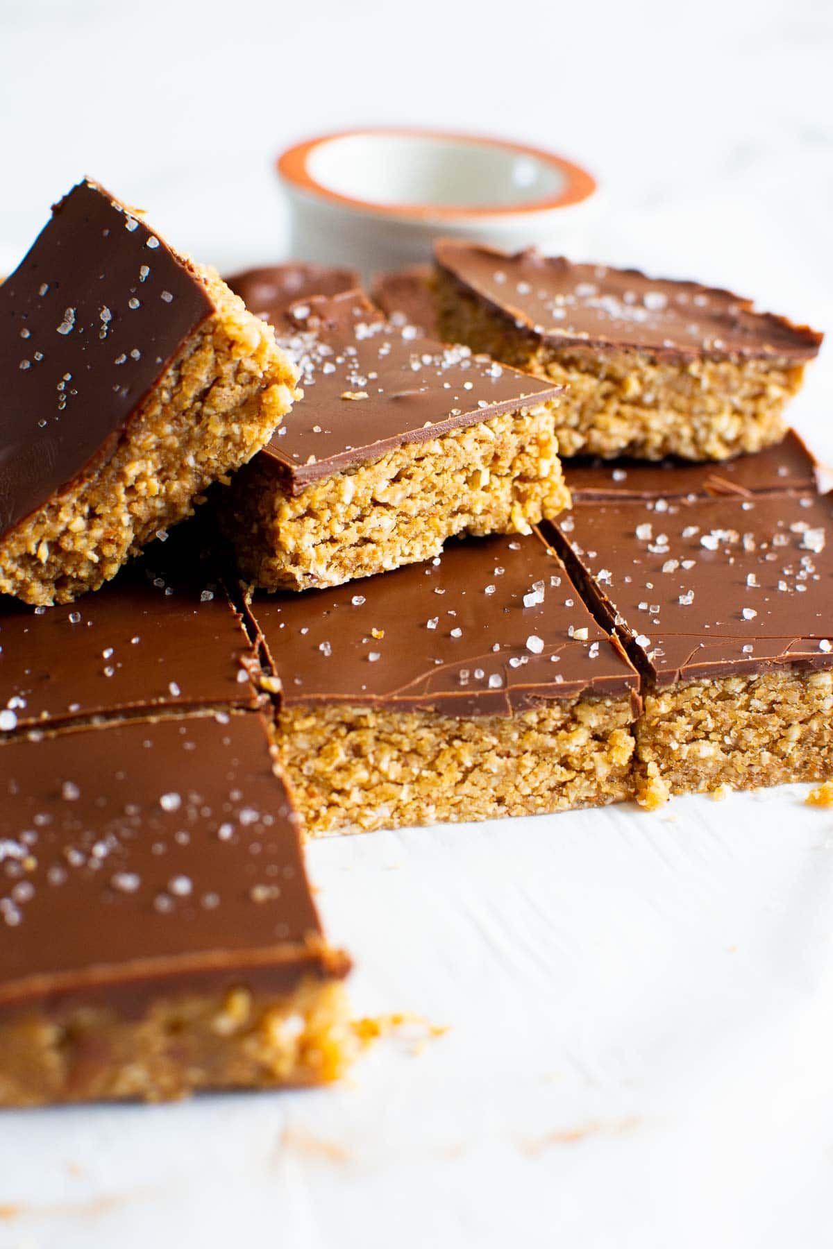 stack of no bake peanut butter oatmeal bars