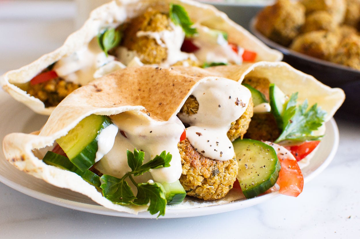 baked falafel dinner serving idea