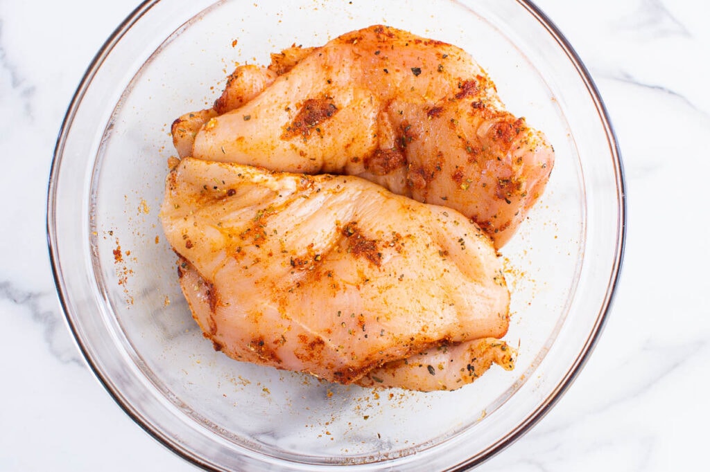 chicken rubbed with oil and spices for air fryer