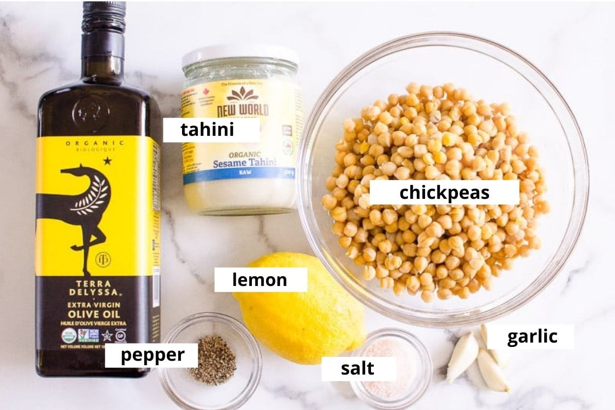 ingredient for garlic hummus recipe