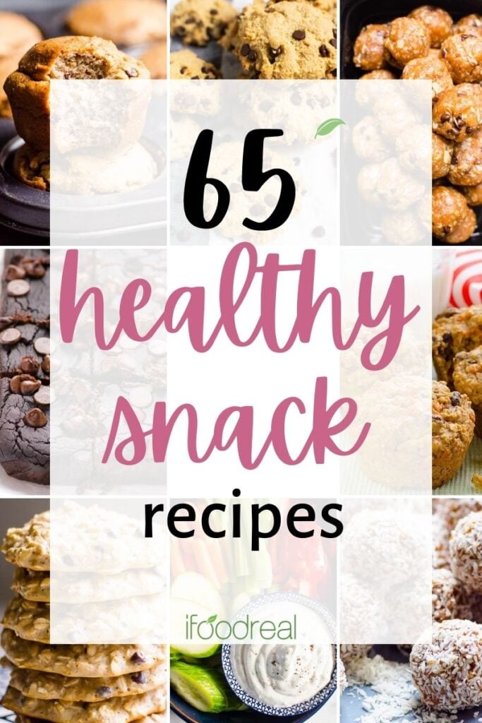 Healthy snack recipes with photos of snacks.