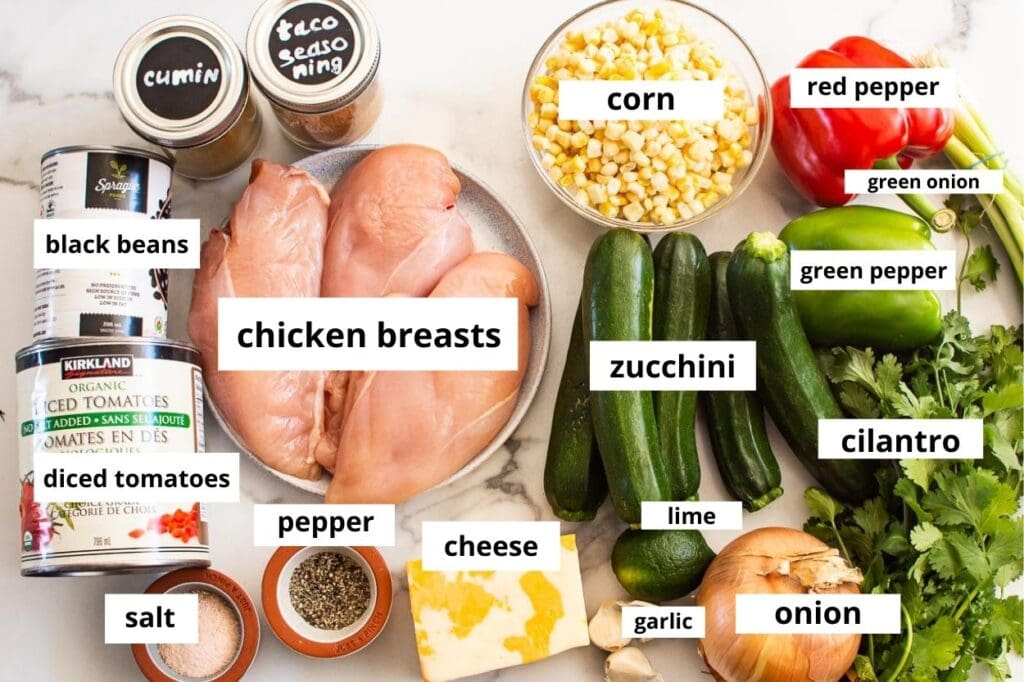 tex mex chicken and zucchini ingredients