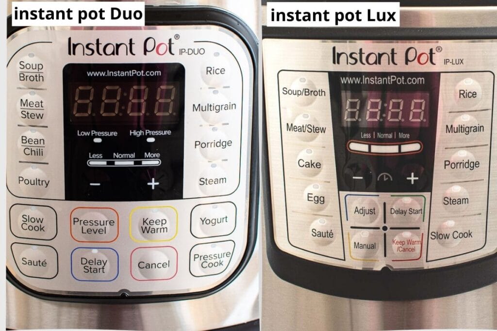 instant pot displays on duo and lux models