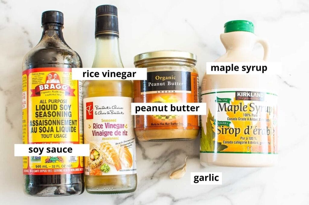 peanut sauce ingredients on background