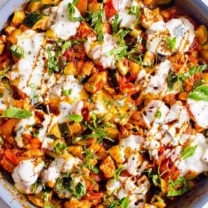 caprese chicken breast and zucchini skillet