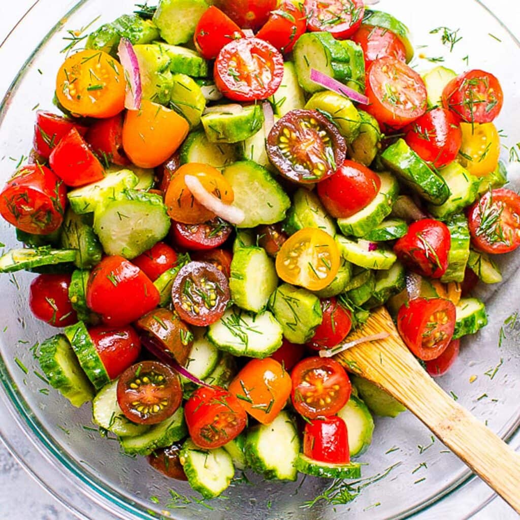 Cucumber and Tomato Salad {Ukrainian} - iFOODreal.com