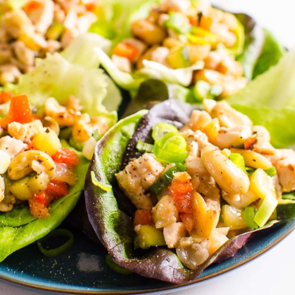 Healthy Chicken Lettuce Wraps - iFoodReal.com