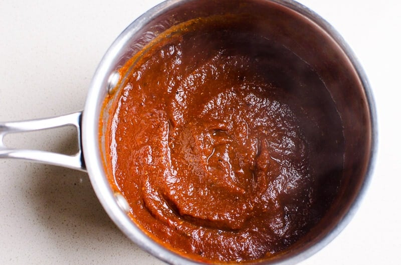 healthy bbq sauce in stovetop pan