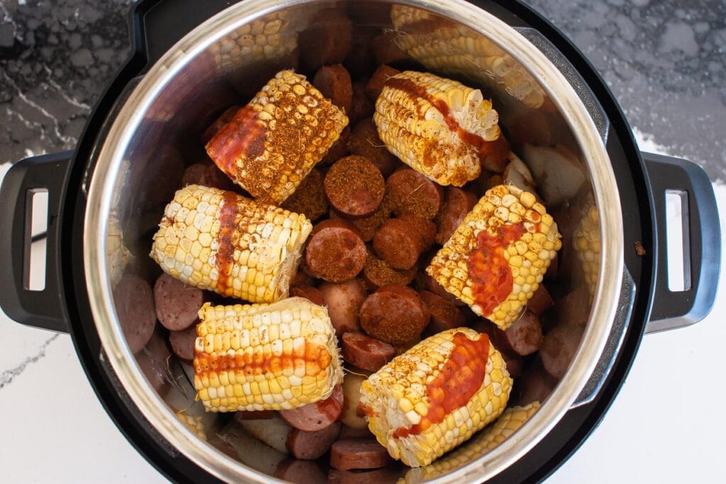 instant pot shrimp boil with sausage potatoes and corn