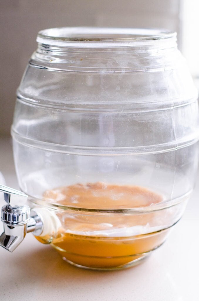 glass jug with scoby