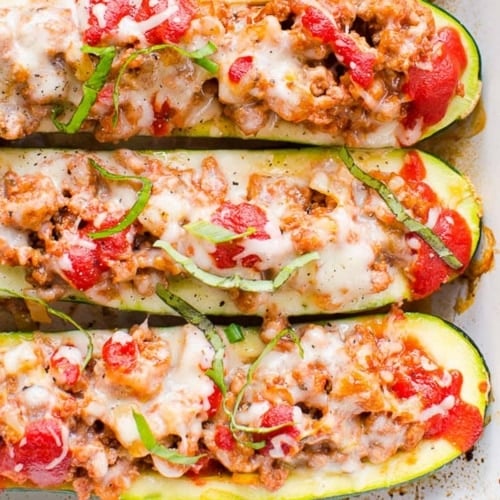 Ground Turkey Zucchini Boats - iFoodReal.com