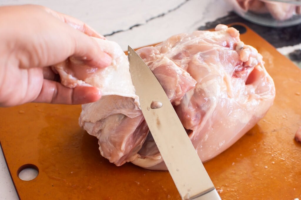removing skin from whole chicken