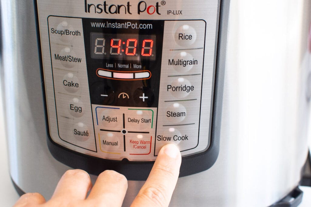 pressing slow cook button on instant pot