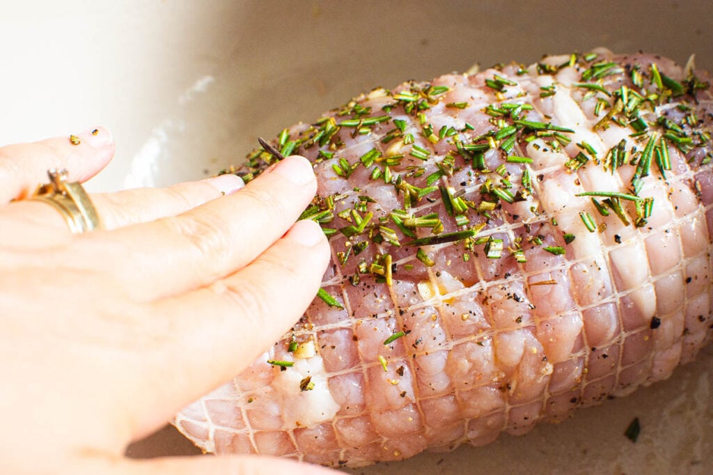 rub boneless turkey breast roast with herbs