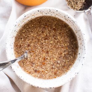 How to make a flax egg in a bowl with spoon.