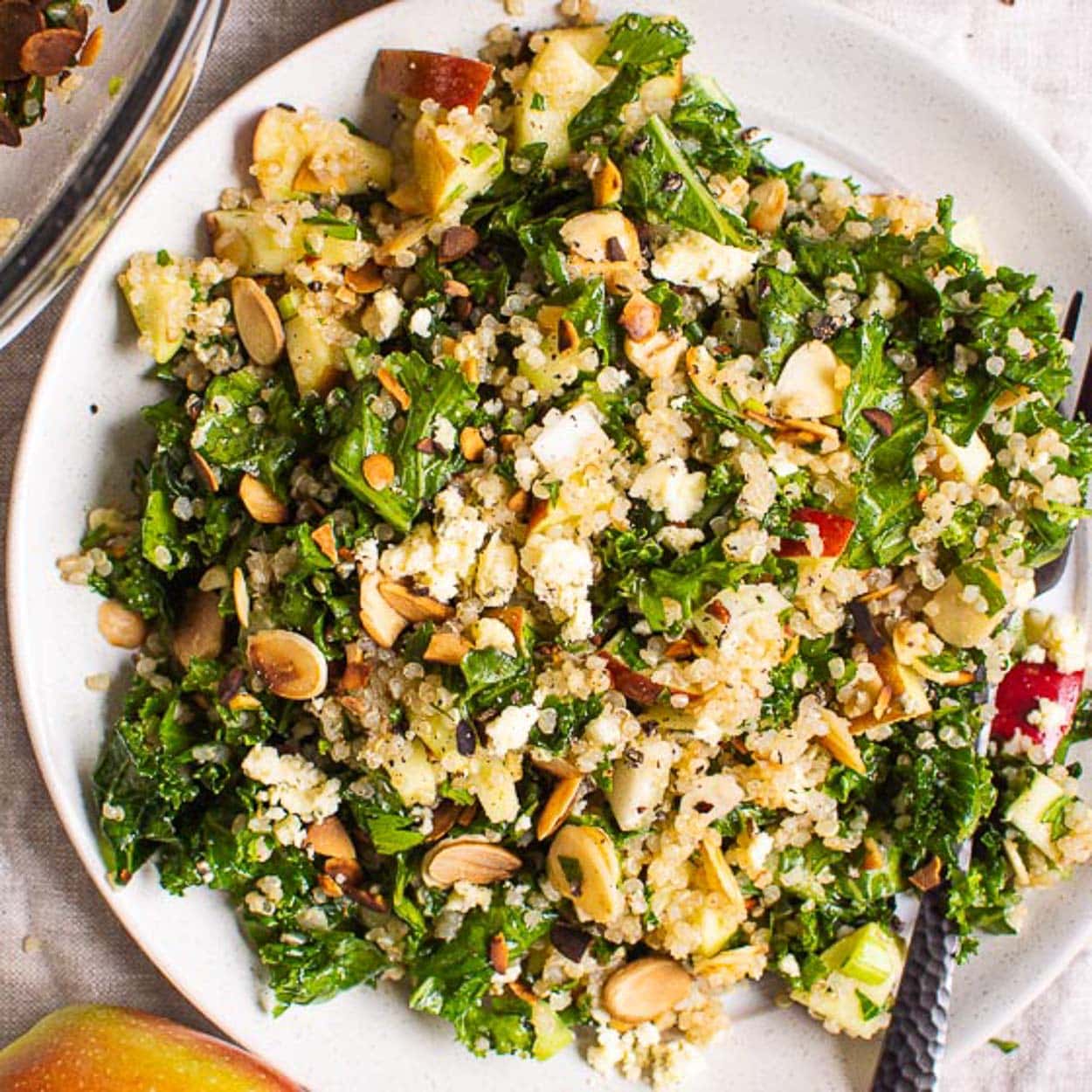 Kale and Quinoa Salad with Apples and Cinnamon Dressing - iFoodReal.com