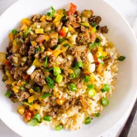 Korean Ground Beef and Rice Bowls - iFoodReal.com