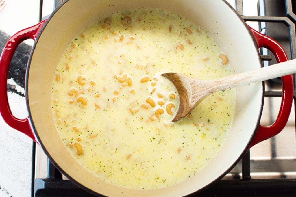 stirring stovetop mac and cheese recipe