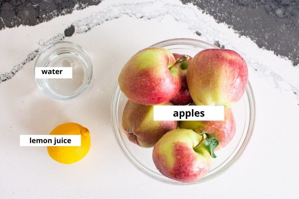 Apples, water, lemon.